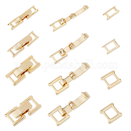 SUPERFINDINGS 16 Sets 4 Styles Brass Fold Over Clasps Necklace Bracelet Extenders Foldover Extension Clasp Long-Lasting Plated Jewelry Clasps Watch Band Clasps for Jewelry Making KK-FH0007-07-1