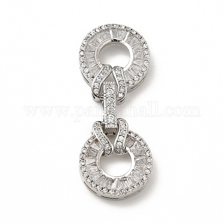 Rack Plating Brass Pave Clear Cubic Zirconia Fold Over Clasps KK-G458-05P-1