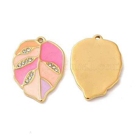 Real 18K Gold Plated 304 Stainless Steel Rhinestone Pendants STAS-A084-31G-04-1