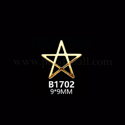 真鍮製カボション  ネイルアートの装飾の付属品  五芒  ゴールドカラー  9x9mm、約100個/袋 MRMJ-Q029-023D-1