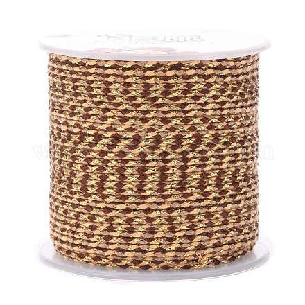 4重ポリコットンコード  手作りマクラメ綿ロープ  金ワイヤと  ひも壁掛け用植物ハンガー  diyクラフトストリング編み  ブラウン  1.5mm  約21.8ヤード（20m）/ロール OCOR-Z003-C06-1