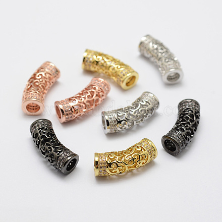 Perles tubes en laiton avec zircone cubique de micro pave ZIRC-F038-06-FF-1