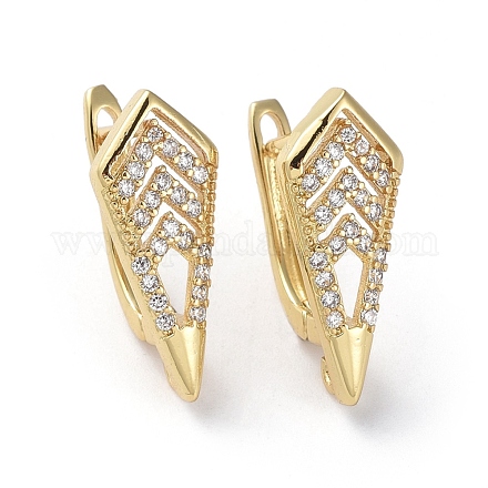 Brass Micro Pave Cubic Zirconia Hoop Earring Findings with Latch Back Closure ZIRC-G158-04G-1