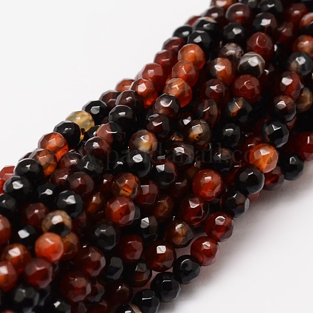 Faceted Natural Agate Round Beads Strands G-E318C-4mm-09-1