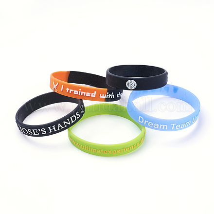 10 pcs Free Sample Debossed Silicone Wristbands BJEW-K165-02-1