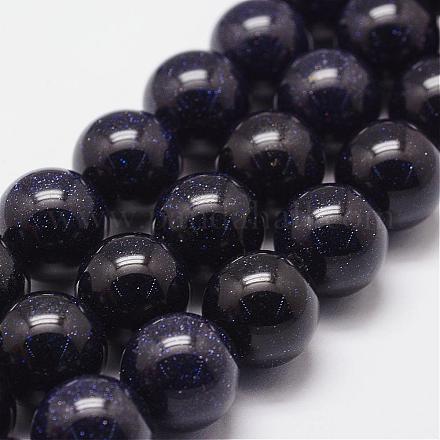Chapelets de perles en pierre d'or bleue synthétique G-N0178-03-14mm-1