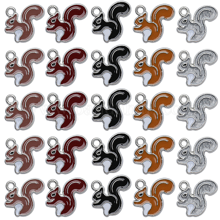 SUNNYCLUE 1 Box 50Pcs Thanksgiving Charms Squirrel Charms Bulk Squirrel Charm Autumn Fall Charms Harvest Charms Pine Cone Silver Animal Charm for Jewelry Making Charms Craft Christmas DIY Gift ENAM-SC0004-06-1
