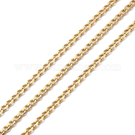 Ion Plating(IP) 304 Stainless Steel Faceted Curb Chains CHS-G027-07G-1