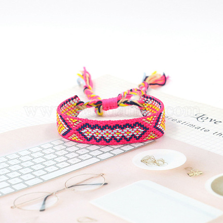 Polyester Braided Rhombus Pattern Cord Bracelet FIND-PW0013-004A-01-1