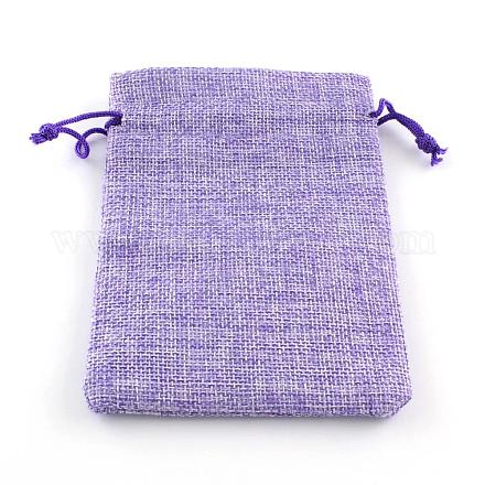 黄麻布ラッピングポーチ巾着袋  紫色のメディア  9x7cm ABAG-Q050-7x9-03-1
