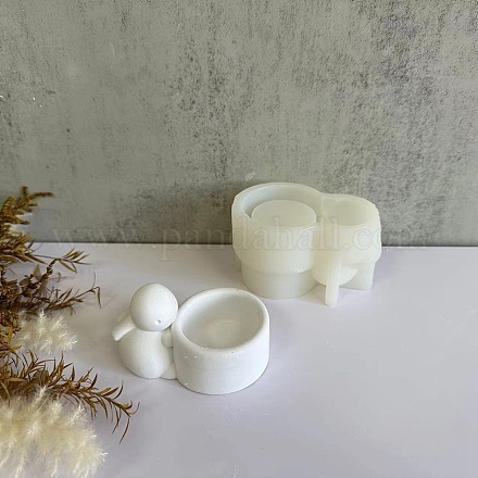 DIYウサギキャンドルホルダーシリコンモールド  樹脂セメント石膏鋳型  ホワイト  9.5x7x5.7cm  内径：8.6x7のCM SIMO-B008-01-1