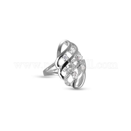 TINYSAND@ Sterling Silver Cubic Zirconia Swirl Engagement Ring TS-R162-S-8-1