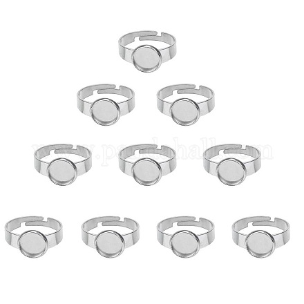Unicraftale Adjustable 304 Stainless Steel Finger Rings Components STAS-UN0019-43P-1
