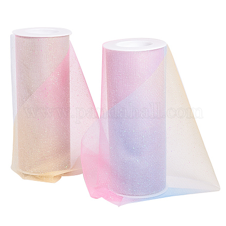 Benecreat 2 pz glitter tulle rosa tulle rotoli di tessuto 6 pollici x 10 iarde (30 piedi) per archi decorativi OCOR-BC0004-06A-1