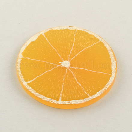 樹脂フルーツペンダント  レモン/フラットラウンド  オレンジ  48x3mm  穴：2mm RESI-R130-02-1