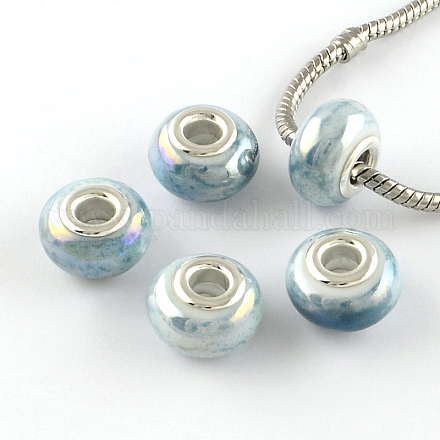 Rondelle AB-Color Handmade Porcelain European Beads PORC-R042-C09-1