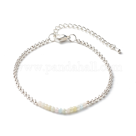 Bracelets de perles en morganite naturelle BJEW-JB06384-03-1