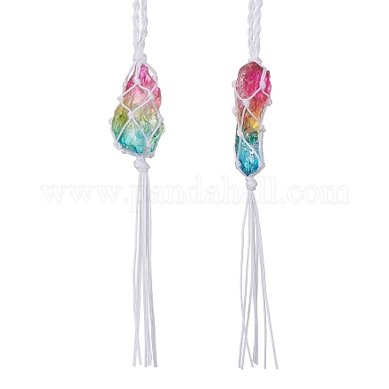 Ornamenti pendenti in sacchetto di cristallo di quarzo naturale con pepite HJEW-JM01618-1