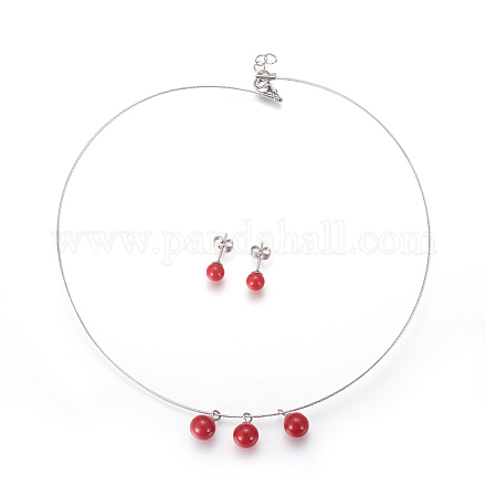 (vente d'usine de fêtes de bijoux) 304 boucles d'oreilles en acier inoxydable et colliers pendentifs ensembles de bijoux SJEW-L135-02A-01-1