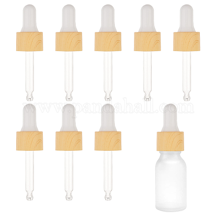 BENECREAT 10 Set Glass Eye Droppers for Essential Oils 10ml Pressure Rotating Cover Oil Droppers Glass Dropper Pipette with Imitation Wood Grain for Essential Oil Bottles MRMJ-WH0075-60B-01-1