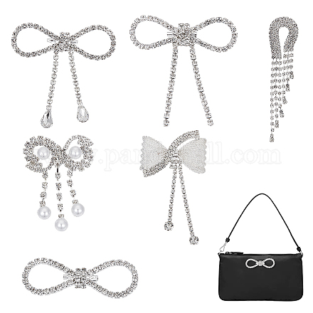 6 шт. 6 стиля броши из сплава со стразами для одежды рюкзака JEWB-GA0001-37-1