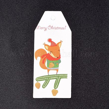 紙ギフトタグ  hange tags  美術工芸用  クリスマスのために  キツネ模様の  カラフル  60x25x0.3mm  穴：3mm CDIS-L003-F10-1