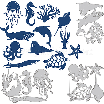 Benecreat 3 pz 13 stili di fustelle per creature marine DIY-WH0309-929-1