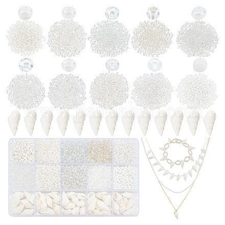 Ph pandahall 3370 pieza de semillas blancas con conchas DIY-PH0010-41-1
