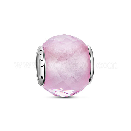 TinySand Sterling Silber rosa Glas geometrische Facetten Unterlegscheibe europäische Perlen TS-C-160-1