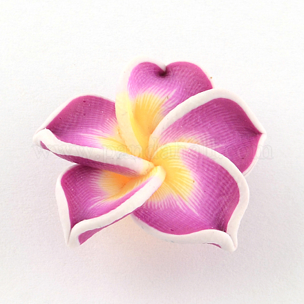 Handmade Polymer Clay 3D Flower Plumeria Beads X-CLAY-Q192-20mm-07-1