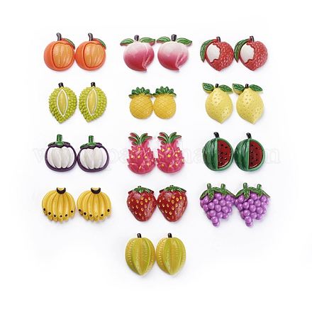Cabujones de resina con tema de frutas CRES-X0010-14-1