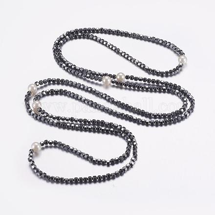 Non-Magnetic Synthetic Hematite Two-Tiered Necklaces NJEW-P190-08-1