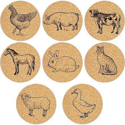 BENECREAT Wooden Animal Coasters Set of 8 DJEW-WH0040-001-1