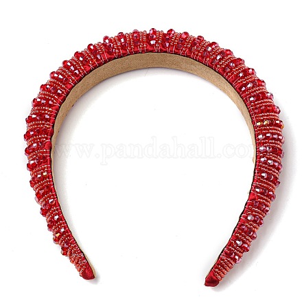 Fascia per capelli con perline di vetro bling bling OHAR-PW0007-26R-1