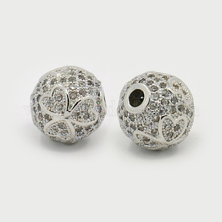 Perles de zircone cubique micro pave en Laiton ZIRC-F001-04P-1