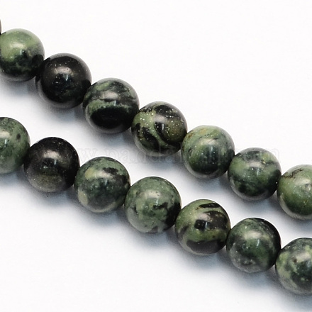 Ronds naturels verts perles de jaspe brins G-S189-01-8mm-1