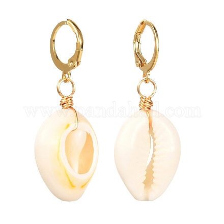 Boucles d'oreilles pendantes en perles de cauri naturel pour fille femme EJEW-JE04641-01-1