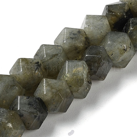 Natural Labradorite Star Cut Round Beads Strands G-M418-C10-01-1