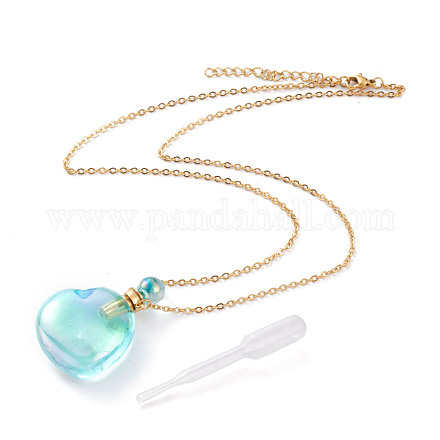 Гальванические ожерелья с открываемыми бутылками духов с гальваническим покрытием из натурального кварца NJEW-H216-10B-G-1