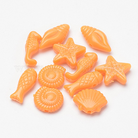 プラスチックビーズ  混合図形  オレンジ  10~15x5~10x4mm  穴：1mm  約2080個/500g MACR-S272-34A-1