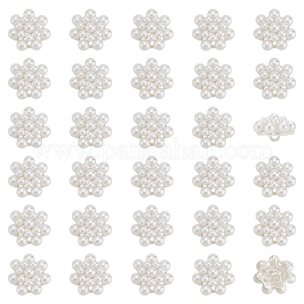 30 шт. пуговицы из сплава пластика с перламутровой ножкой BUTT-FG0001-34-1