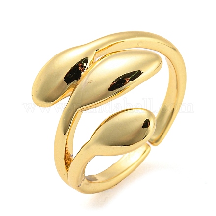 Латунное открытое кольцо-манжета с цветком тюльпана RJEW-q782-02G-1