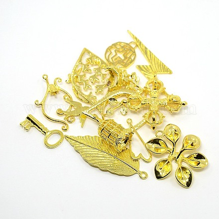Mixed Golden Brass Pendants DIY Jewelry Findings KK-X0033-G-FF-1