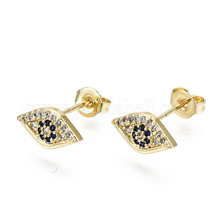 Brass Micro Pave Cubic Zirconia Stud Earrings EJEW-T046-35G-NF-1