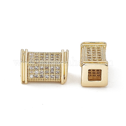 Laiton micro pavé de perles de zircone cubique claires KK-E068-VB458-1