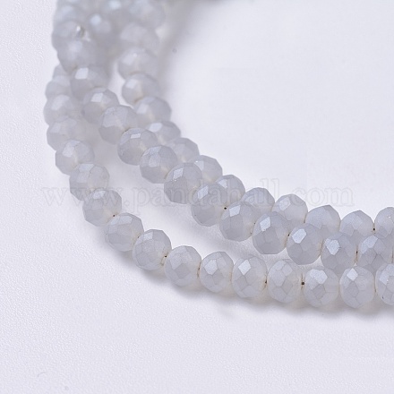 Pearl Luster Plated Faceted Rondelle Glass Beads Strands EGLA-J054-3x2mm-PL05-1