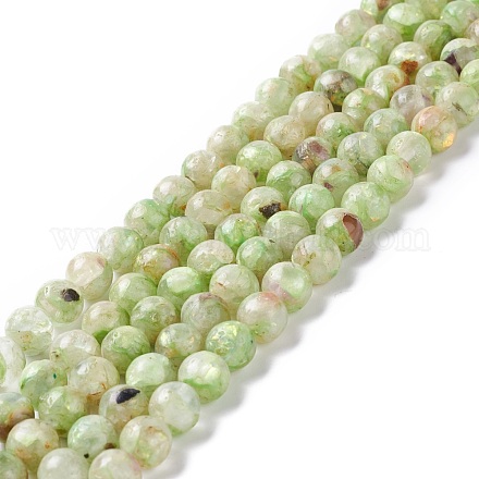 Fili di perle sintetiche di fluorite verde e selenite assemblate G-K317-A16-1