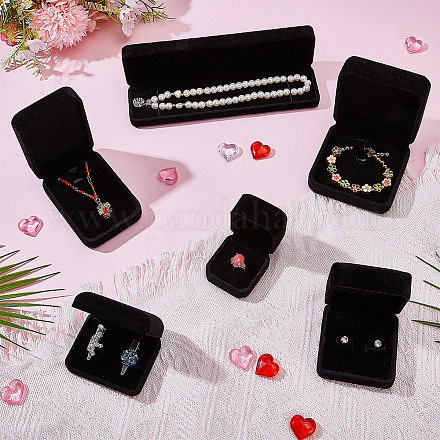 6 шт. 6 стиля бархатные подарочные коробки для хранения ювелирных изделий для сережек CON-PH0003-18-1