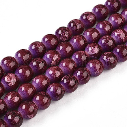 Выпечка окрашенные стеклянные бусины пряди DGLA-N008-8mm-04-1