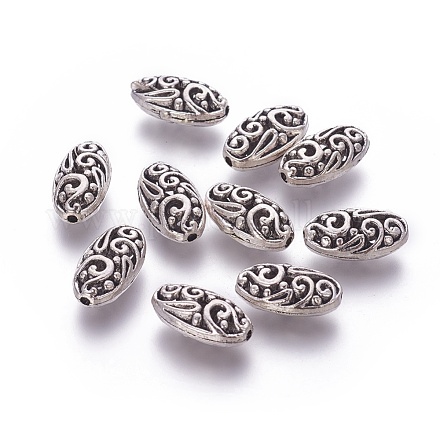 Oval Tibetan Style Alloy Filigree Beads PALLOY-J218-45AS-1